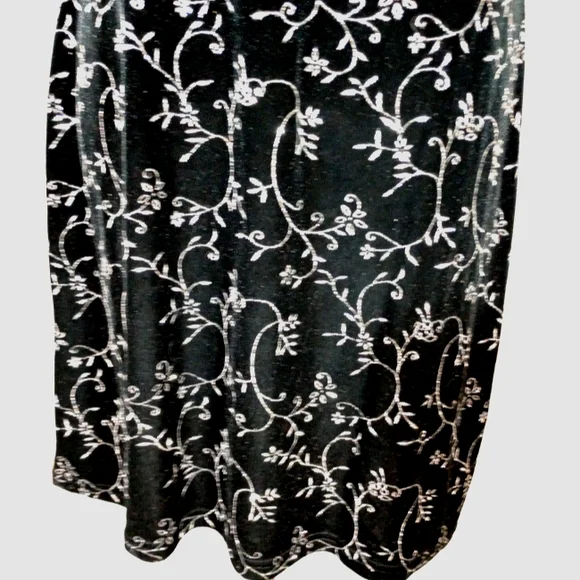 Vintage Sparkle Dress, Black Velour/Silver Sparkles, Sleeveless, Knee Length, M - Picture 11 of 11